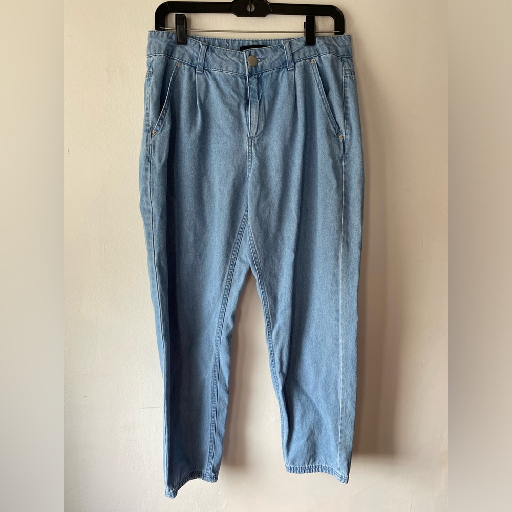 Who What Wear Womans Blue Cotton Stretch High Rise‎ Tapered Denim Jeans SZ 8